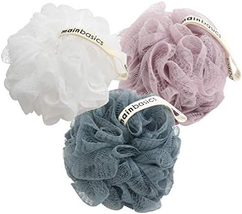 MainBasics Bath Shower Loofah Sponge Pouf Body Scrubber Exfoliator (Set of 3) | Amazon (US)