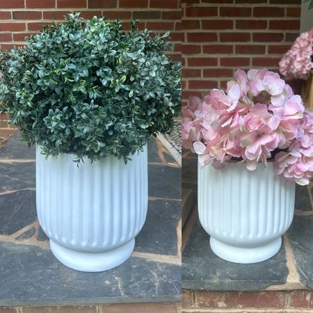 Found the prettiest white front porch planters at kohls yesterday! They’re ceramic looking but made of plastic . The large is currently on sale for $50. Comes in 3 sizes! 
Both of my pot fillers are faux from Amazon! 


#LTKSeasonal #LTKhome #LTKsalealert