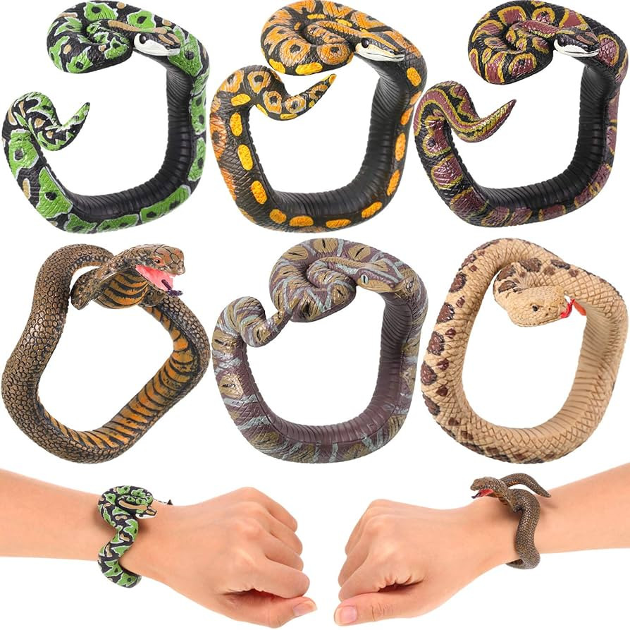 6 Pieces Toy Snake Bracelet PVC Simulation Snake Wrist Band Fake Snake Wristband Halloween Prank ... | Amazon (US)
