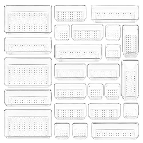 Vtopmart 25 PCS Clear Plastic Drawer Organizers Set, 4-Size Versatile Bathroom and Vanity Drawer ... | Amazon (US)