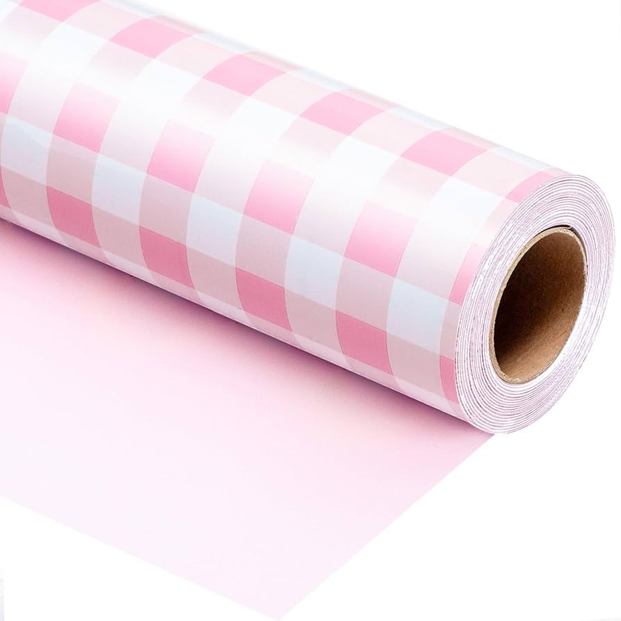 Burymento Pink Checkerboard Wrapping Paper, Gift Wrap for Birthday, Valentines, Mothers day, Grad... | Amazon (US)