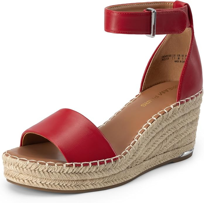 DREAM PAIRS Women's Wedge Sandals Open Toe Espadrilles Sandals Comfortable Dressy Ankle Strap Pla... | Amazon (US)