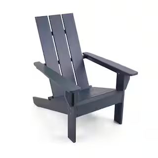 PHI VILLA Classic Wood Adirondack Chair Oversized Tall Back Gray Patio Chairs For All Weather THD... | The Home Depot