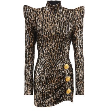 Structured dress embroidered with sequins - BALMAIN | 24S US