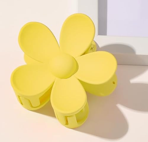 Candy Colored Hair Claw Clips Flower Hair Clips – Big Cute Claw Clips, Thick Hair, Scrub, Hair Clip Sweet Flower Clip (Light yellow) | Amazon (US)