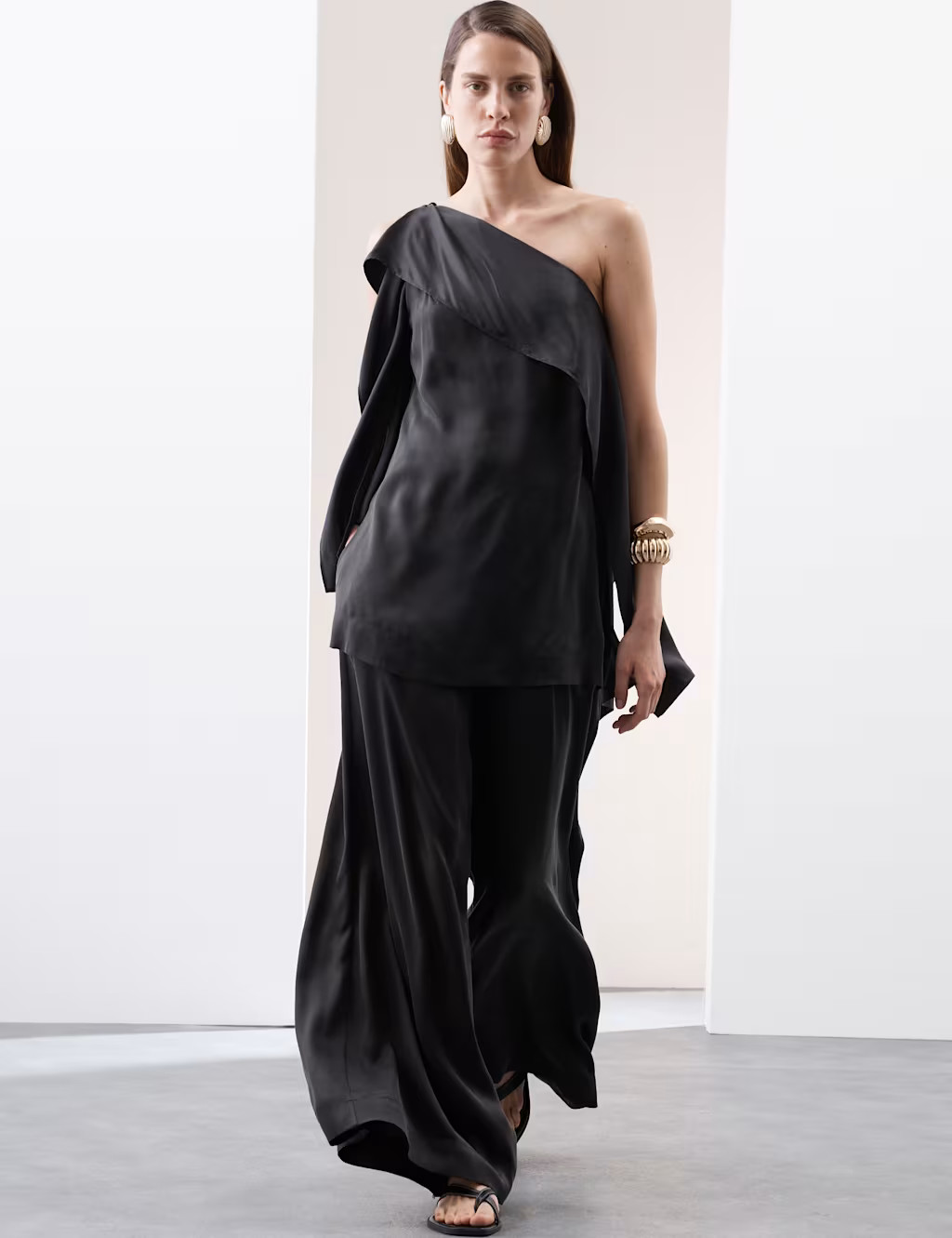 Cupro Rich Wide Leg Palazzo Trousers | Marks & Spencer (UK)