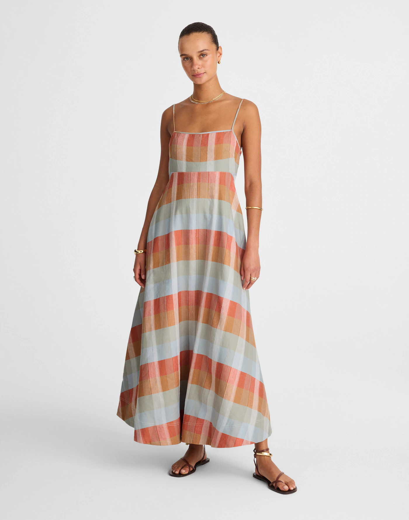 Empire-Waist Midi Dress in Plaid | Madewell | Madewell