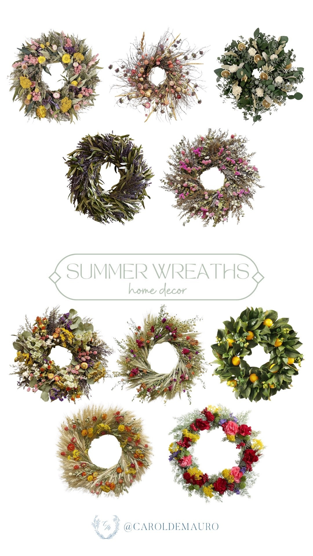 Who says you can't put up these gorgeous wreaths for Summer? Style it on your front porch door, entryway, living room, and even in your kitchen for that unique touch.

front door decor, summer decor, door hangers, seasonal wreath, artificial florals, home refresh, grand millennial home, styling inspo

#LTKSeasonal #LTKU #LTKHome