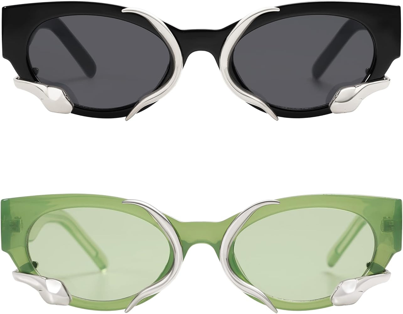 Trendy Sunglasses for Women Men Vintage Narrow Cateye Metal Snake Sunnie Y2k Accessories AP3621 | Amazon (US)