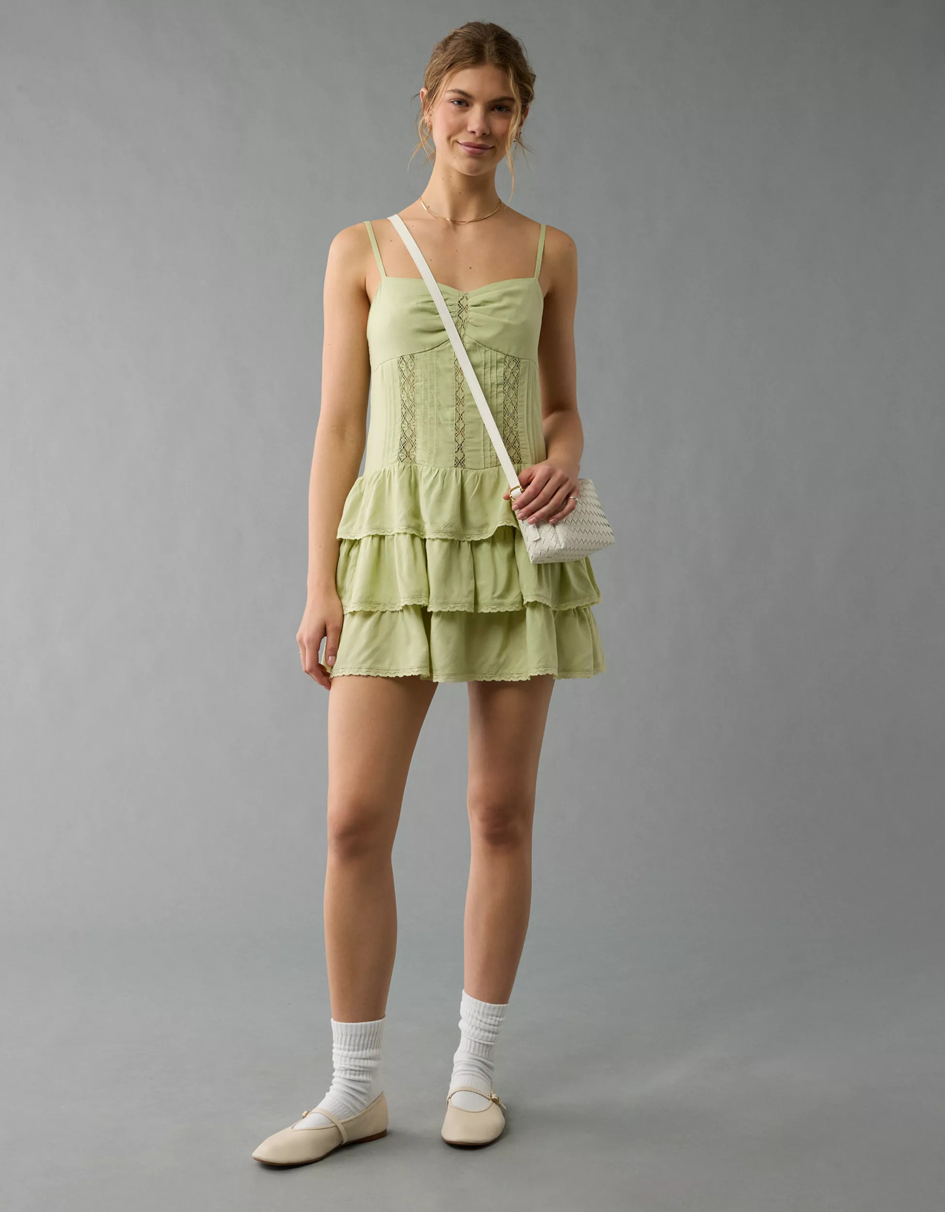 AE Catie Corset Tiered Mini Dress | American Eagle Outfitters (US & CA)