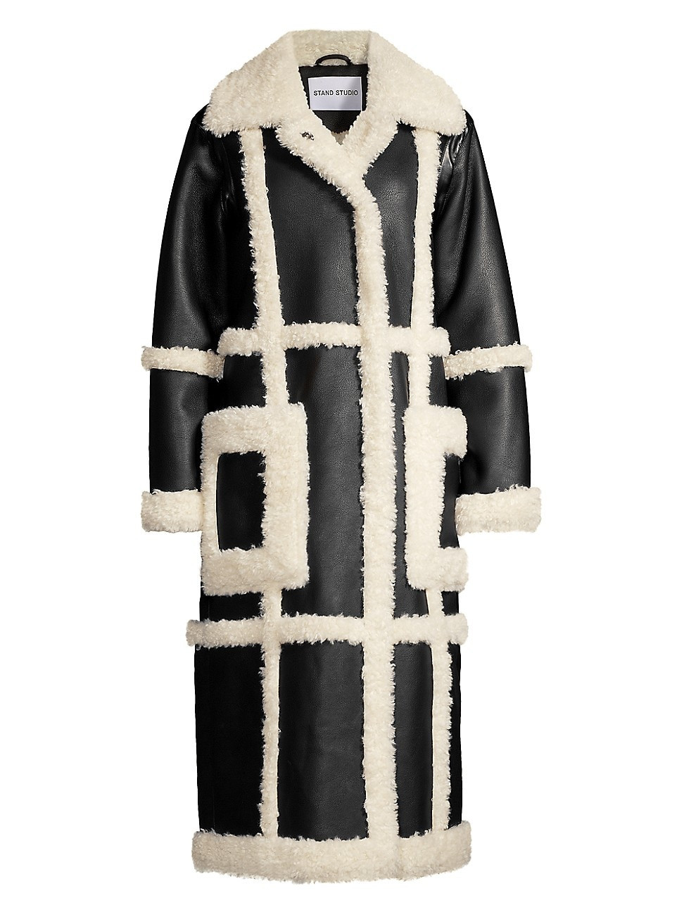 Women's Patrice Faux Leather & Faux Shearling Coat - Black Off White - Size 4 | Saks Fifth Avenue