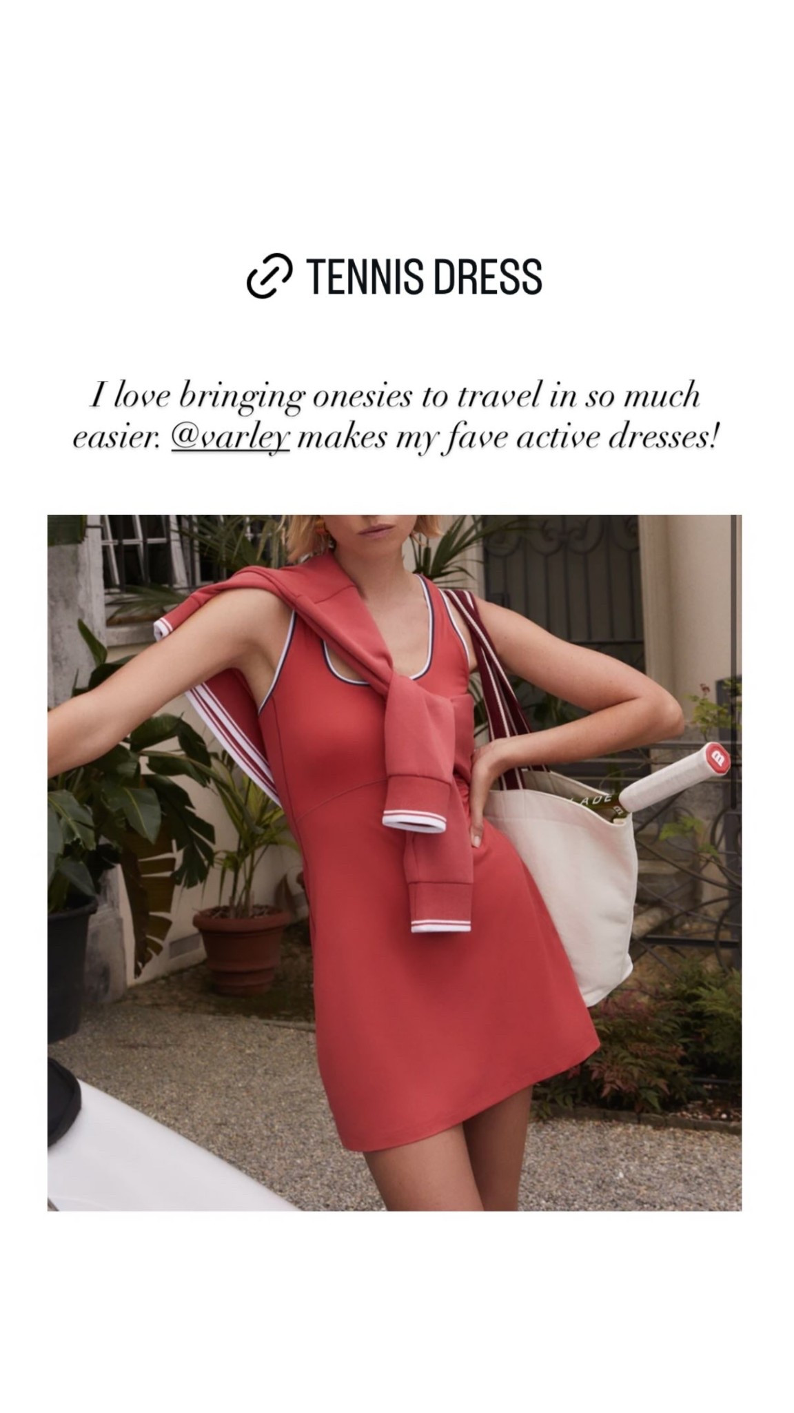 I love bringing onesies to travel in so much easier. @varley makes my fave active dresses!