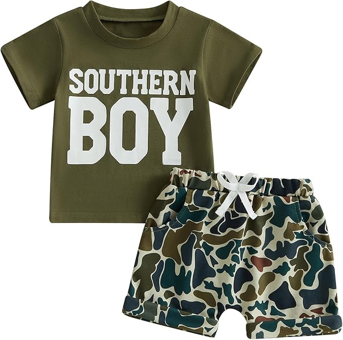 WZTYYDS Toddler Baby Boy Clothes Summer Southern Boy​ Hunting T-Shirt Duck Camo Shorts Set Coun... | Amazon (US)