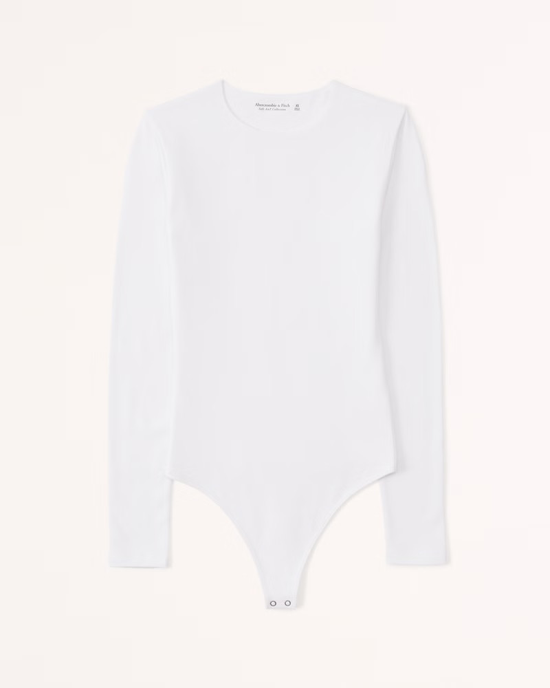 Long-Sleeve Cotton-Blend Seamless Fabric Crew Bodysuit | Abercrombie & Fitch (US)