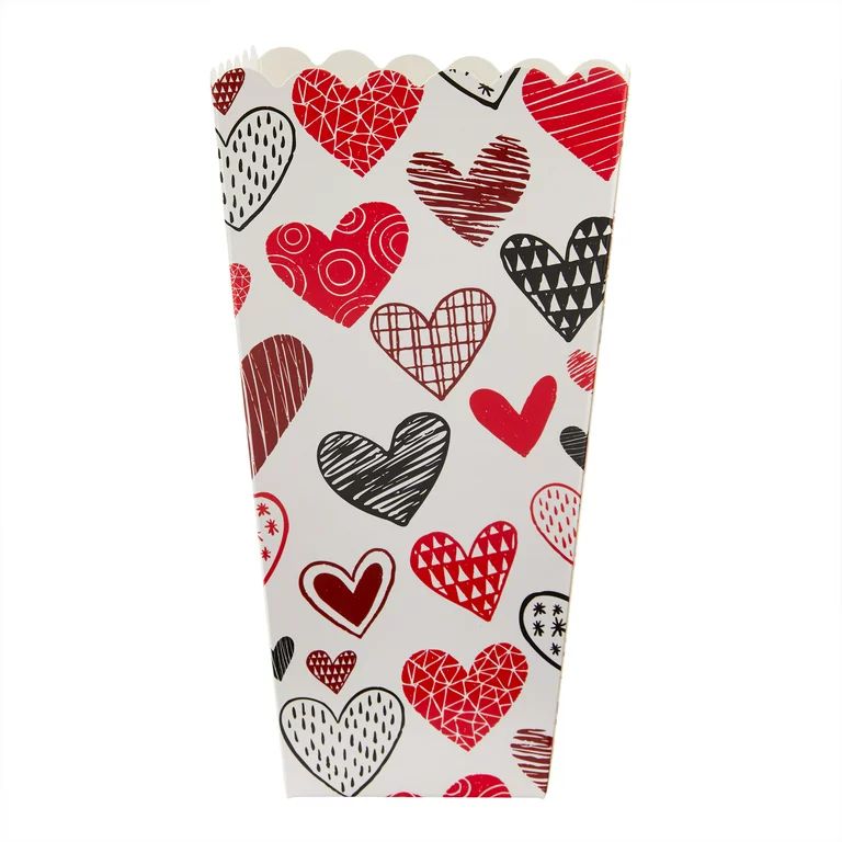 WAY TO CELEBRATE! Valentine's Day, White Black Hearts, Popcorn Boxes,6 Count, 3.75"x3.75"x7" | Walmart (US)