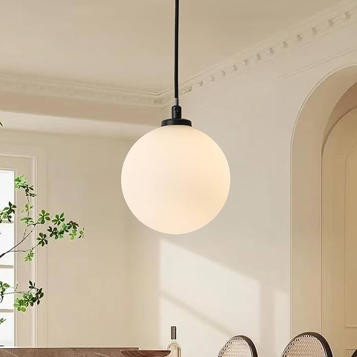 Modern Sputnik Chandelier, 1- Light Globe Glass Ceiling Hanging Chandelier, Black Pendant Lights,... | Amazon (US)