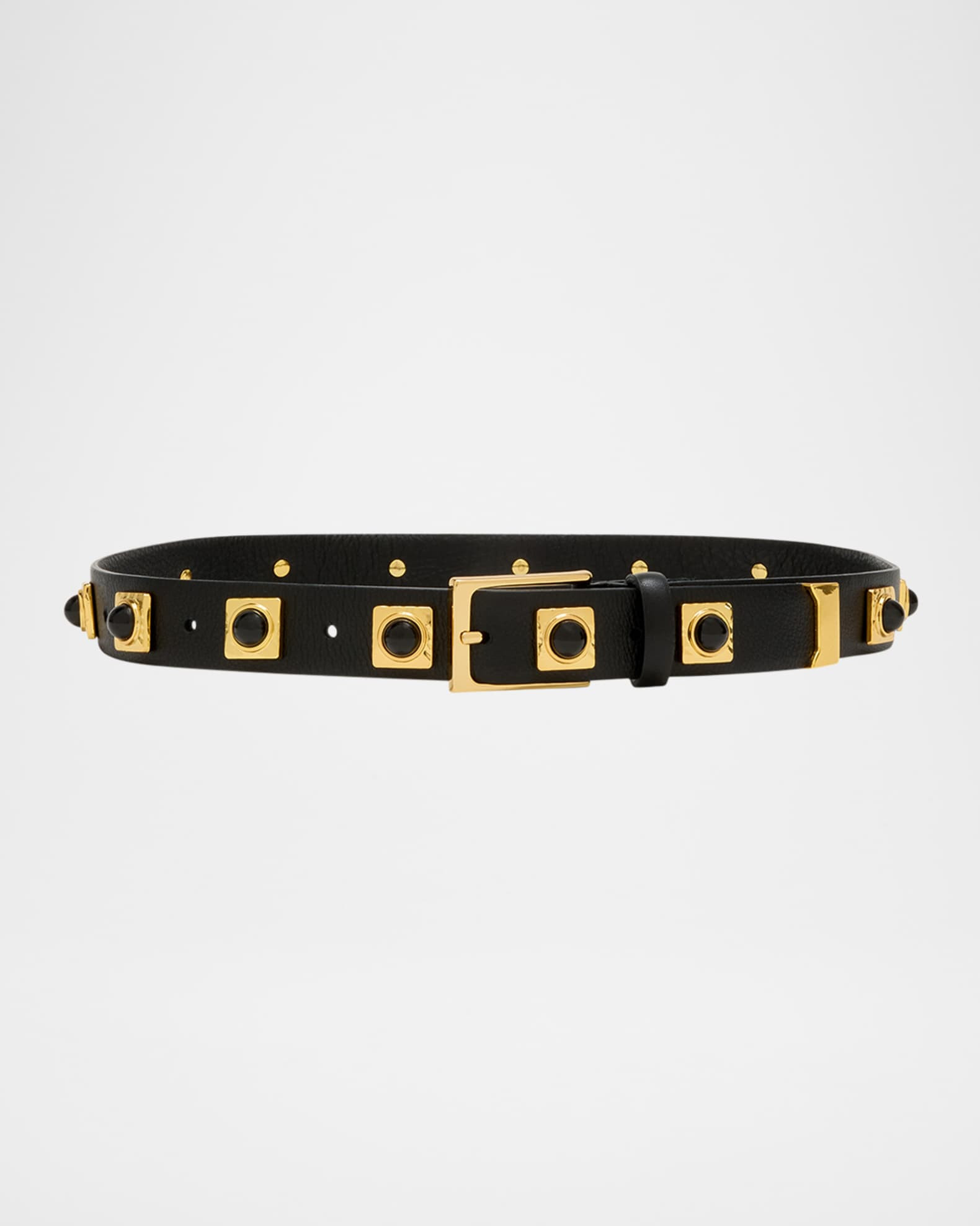 No. 2 Onyx Studded Leather Belt | Neiman Marcus