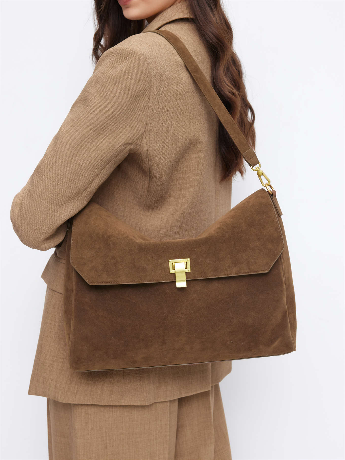 Suede RECTANGULAR FAUX SUEDE TOTE BAG For Work | Cider