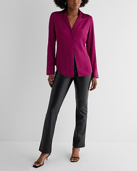 Relaxed Satin Portofino Shirt | Express