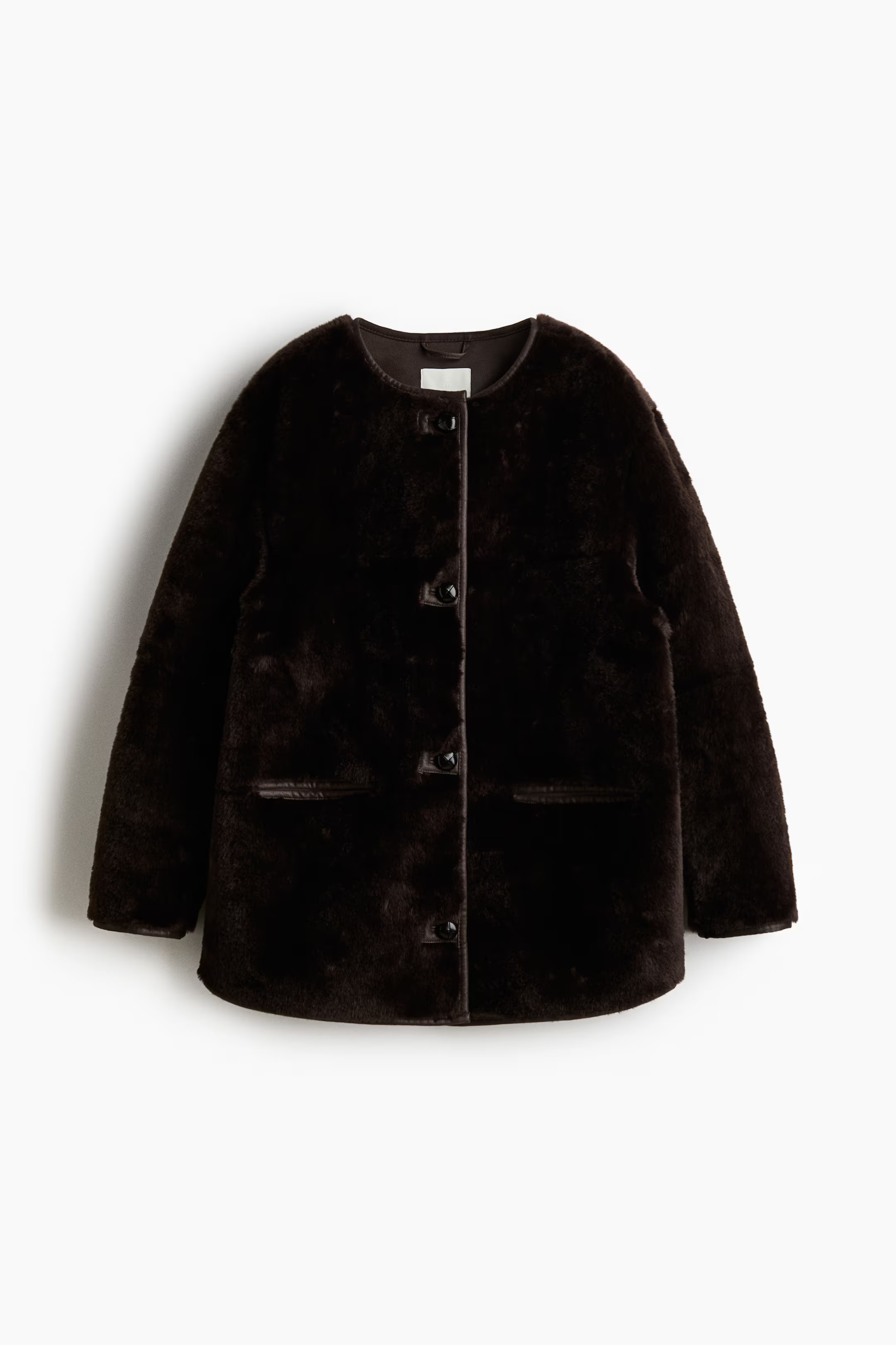 Fluffy jacket - Dark brown - Ladies | H&M GB | H&M (UK, MY, IN, SG, PH, TW, HK)
