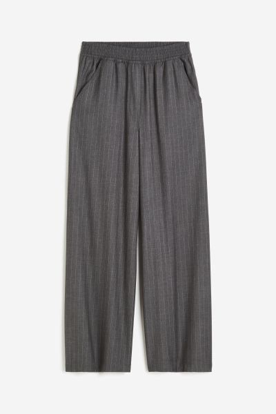 Wide-leg Twill Pants - Dark gray/pinstriped - Ladies | H&M US | H&M (US + CA)