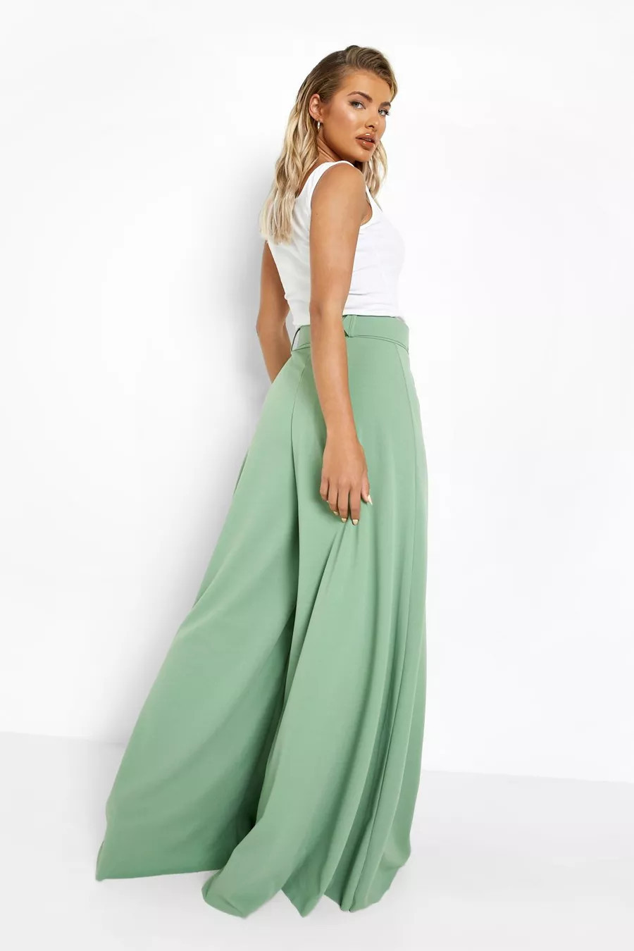 Belted Crepe Wide Leg Pants | Boohoo.com (US & CA)