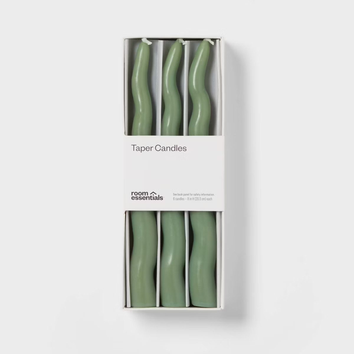 6pk Taper Candle Set Green Wavy - Room Essentials™ | Target