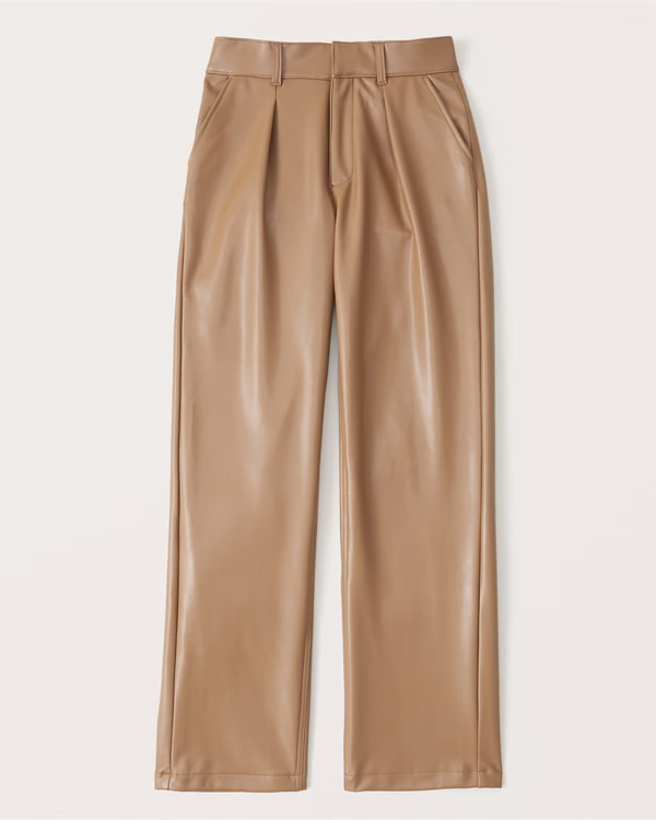 Vegan Leather Wide Leg Pants | Abercrombie & Fitch (US)