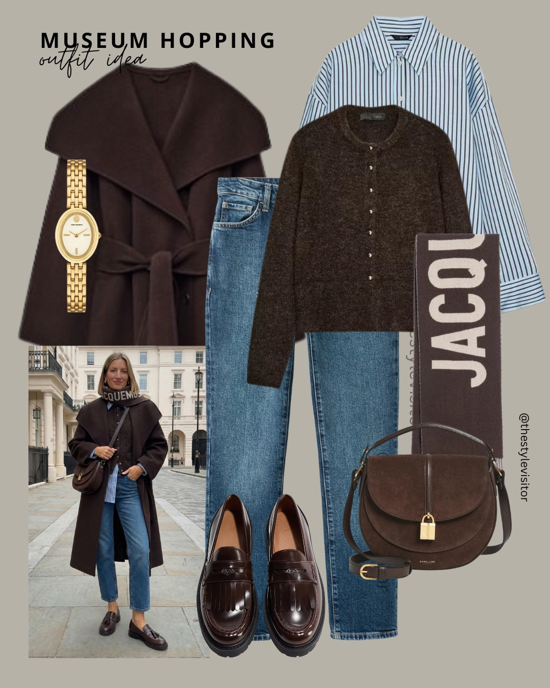 Effortless city outfits you can wear on repeat 💙🤎 I love this color palette atm! Think cozy layers, timeless denim, chic knits and polished accessories that work for brunch dates, errands, shopping days and casual dinners ✨ ☕️

Like this post to save it to your favourite folder and come back later to shop.

Brown wool coat, tailored jacket, leather jacket, striped knit sweater, fine knit cardigan, light blue coat, plaid shirt, white t-shirt, straight leg jeans, wide leg jeans, dark denim, loafers, ankle boots, sneakers, brown leather bag, suede bag, gold watch, gold earrings, everyday city outfit, chic casual style

#LTKWorkwear #LTKSeasonal #LTKgrwm