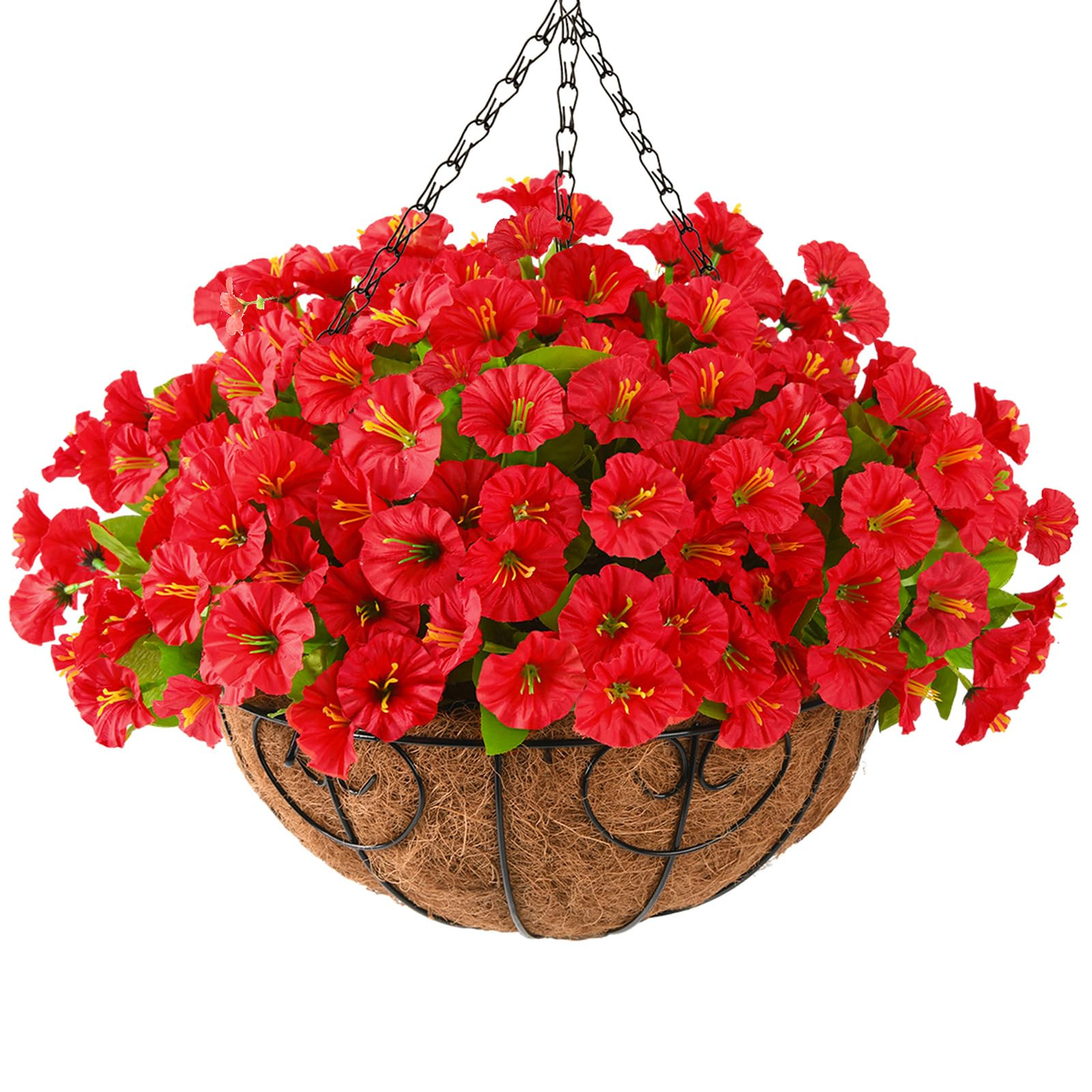 Artificial Fake Hanging Flowers Plants With Basket for Outdoor Spring Decoration,Fake Petunias Fl... | Amazon (US)