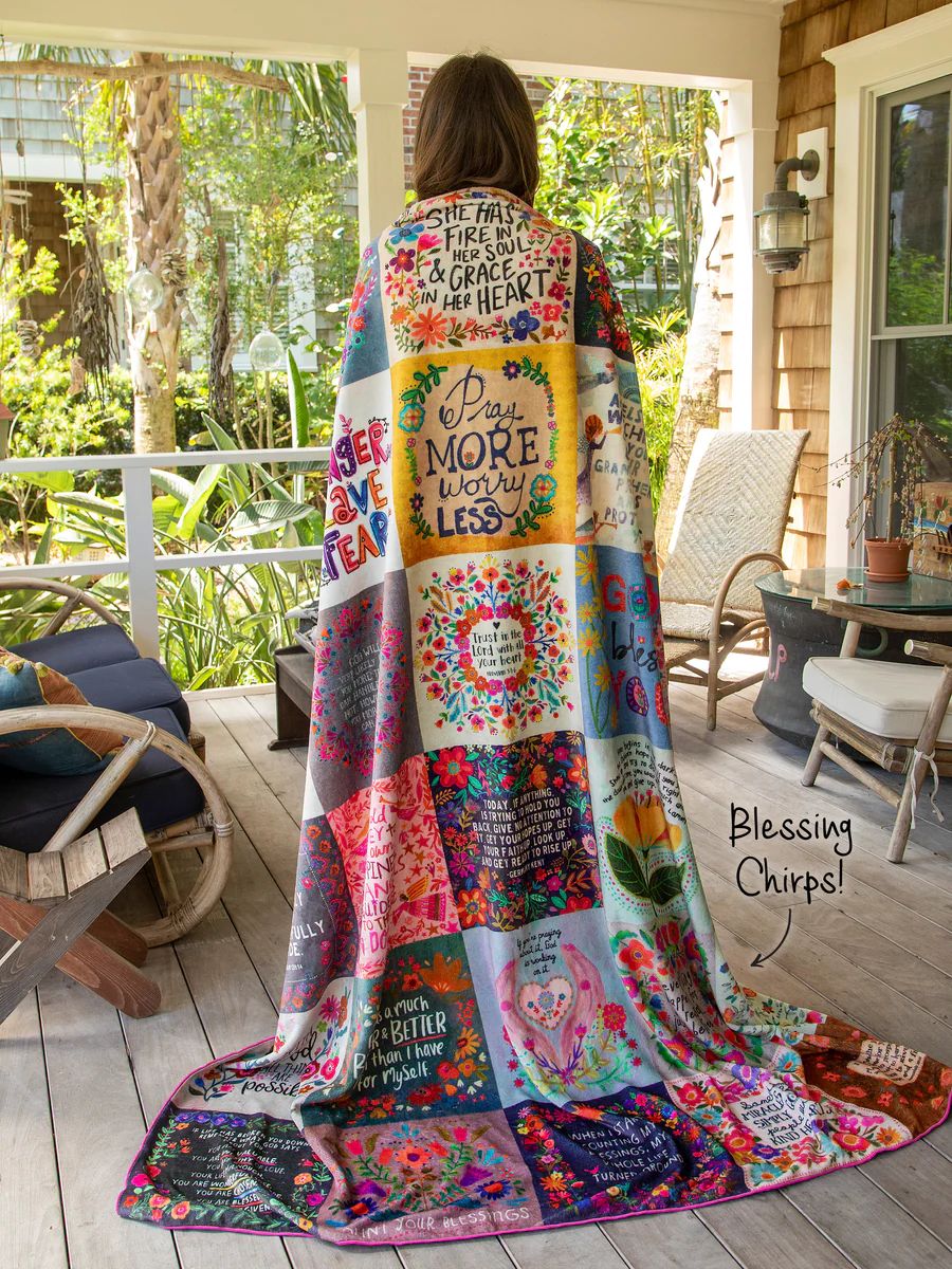 XL Double-Sided Cozy Blanket - Blessings Chirps | Natural Life