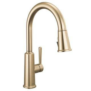 Delta Finnridge Champagne Bronze Gold 16.5 in. H Pull Down Sprayer Kitchen Faucet with 360 Degree... | The Home Depot