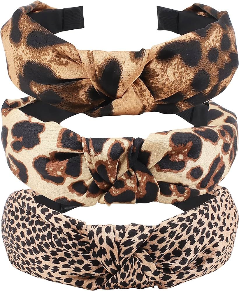 TOBATOBA Leopard Headband, 3Pcs Leopard Print Headbands for Women, Top Knot Headband for Women, C... | Amazon (US)