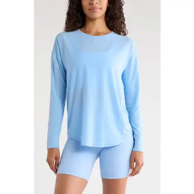 Zella Breathe Long Sleeve Performance T-Shirt in Purple Hush at Nordstrom, Size Small | Nordstrom