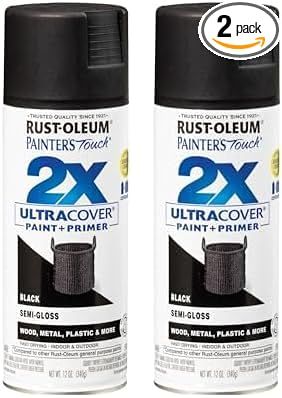 Rust-Oleum 249061 Painter's Touch 2X Ultra Cover Spray Paint, 12 oz, Semi-Gloss Black (Pack of 2) | Amazon (US)