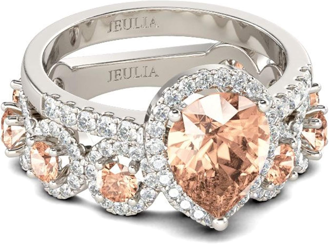 Jeulia Engagement Rings for Women Sterling Silver Promise Eternity Band Princess Cut Cubic Zircon... | Amazon (US)