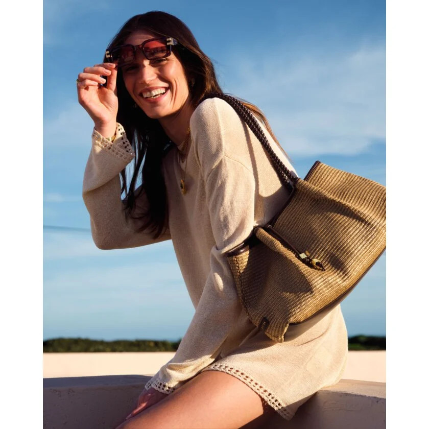 Nova Raffia Small Shoulder Tote in Bitter Chocolate | Katie Loxton Ltd. (UK)