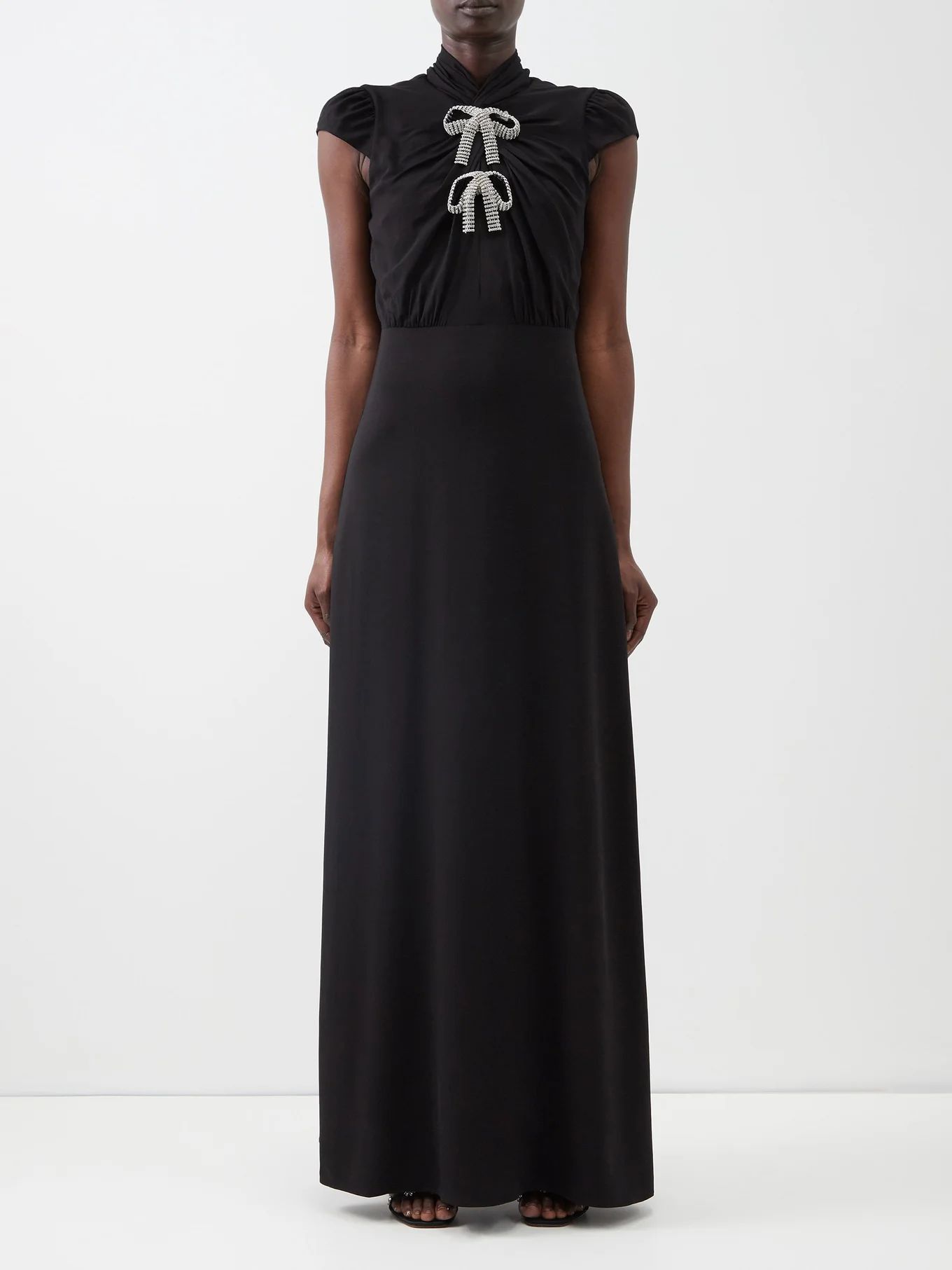 Crystal-embellished bow-tie crepe maxi dress | Self-Portrait | Matches (US)