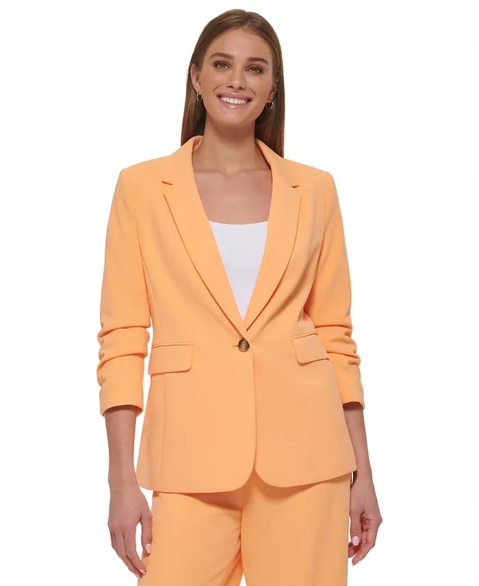 Women's Ruched-Sleeve One-Button Blazer | Macys (US)