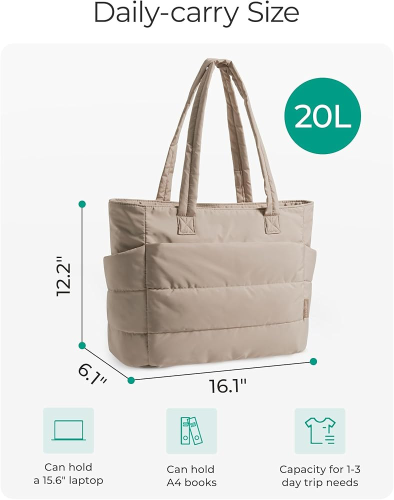 BAGSMART Tote Bag for Women, Lightweight Puffy Tote Bag with Compartments Shoulder Bag Handbag fo... | Amazon (US)