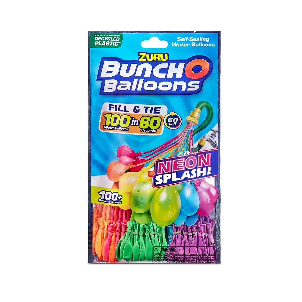 Bunch O Balloons 100 Neon Splash Rapid-Filling Self-Sealing Neon Water Balloons (3 Pack) by ZURU | Walmart (US)