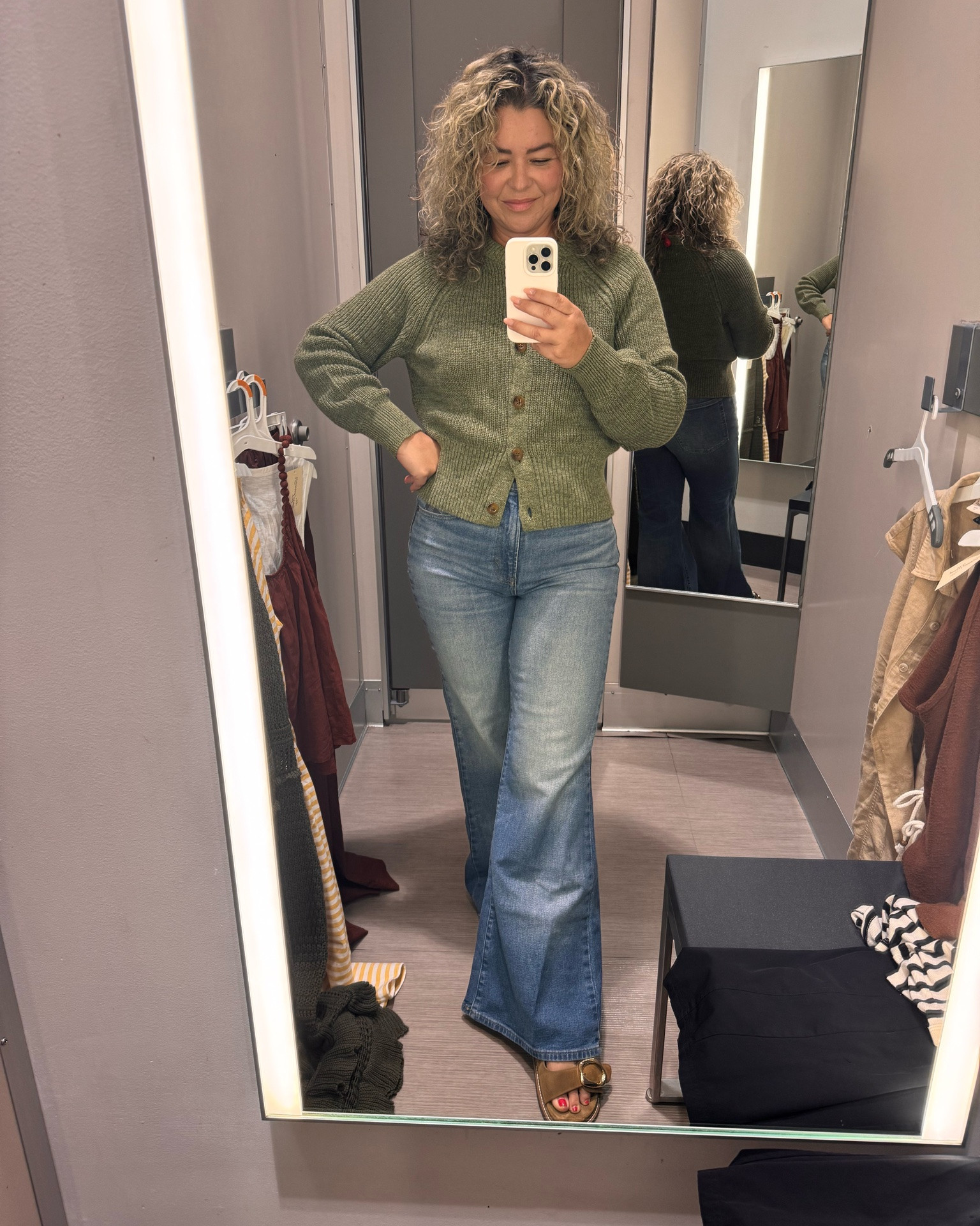 Olive green and denim… say less. 💚👖 Fall fashion is officially calling! These flared jeans are the perfect mix of comfy and flattering, and paired with this cozy olive green sweater? It’s the effortless fall look I’ll be reaching for on repeat. Casual, chic, and ready for everything from coffee runs to weekend outings. Give. It. To. Me. 🍂✨

What’s your go-to fall color combo? 🤎🍁 #FallStyle #OOTD #TargetStyle #DenimLover #CozySeason #FallFashion #EverydayStyle

#LTKMidsize #LTKvlog #LTKootd