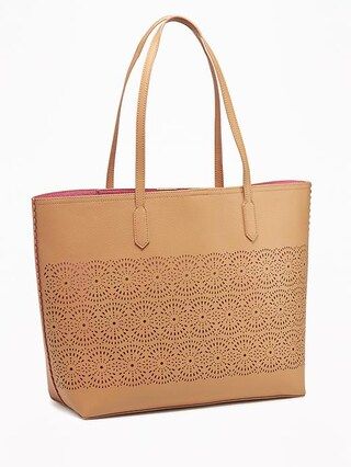 Perforated Faux-Leather Tote for Women | Old Navy US