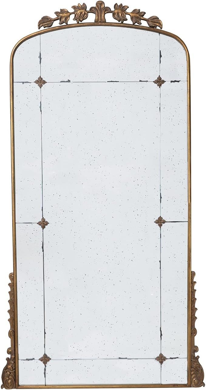Benjara Wall Elk 76 Inch Floor Mirror, Antique Gold Curved Arch Metal Frame, Baroque | Amazon (US)