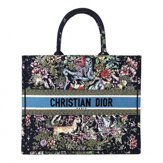 CHRISTIAN DIOR Canvas Embroidered Large D-Constellation Book Tote Blue Multicolor | FASHIONPHILE (US)