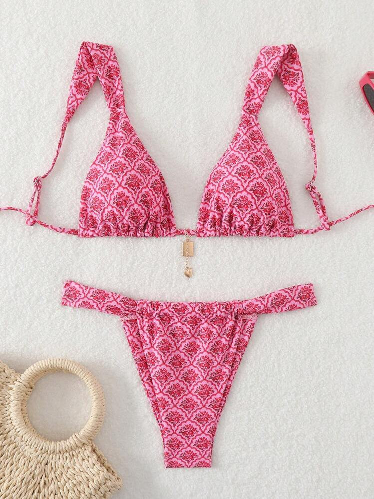 Frauen Sommer Strand Bikini Set (zufälliger Muster) mit sexy Blumen Muster, getrenntes Oberteil ... | SHEIN