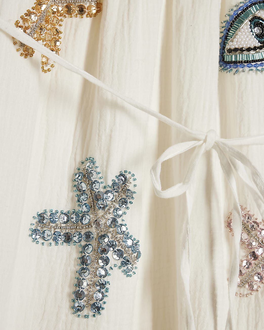 White Cotton Bead Embellished Cami Mini Dress | River Island UK & IE
