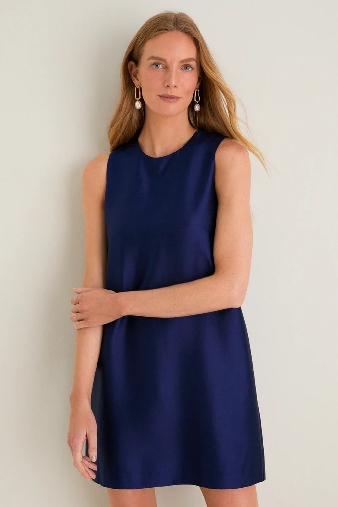 Navy Dupioni Marlowe Dress | Tuckernuck (US)