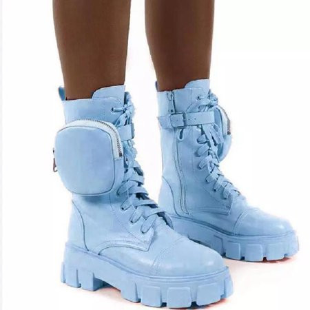 Womens Pocket Belted Combat Ankle Boots Oversize Chunky Tread Sole Booties New | Walmart (US)