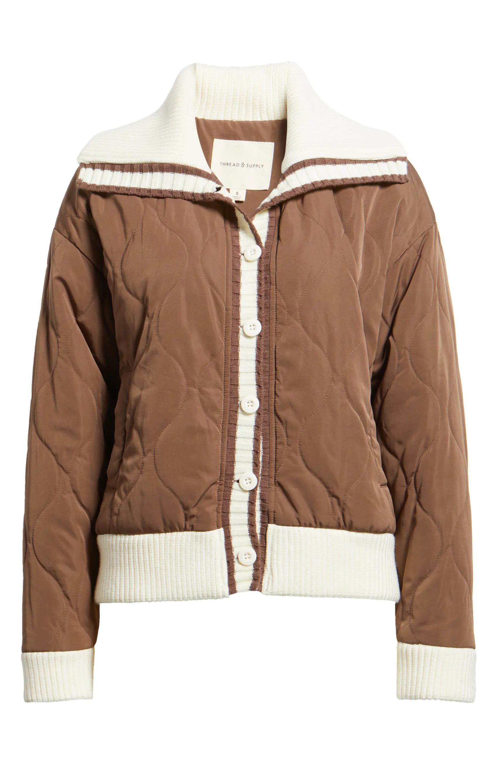 Knit Collar Quilted Jacket | Nordstrom